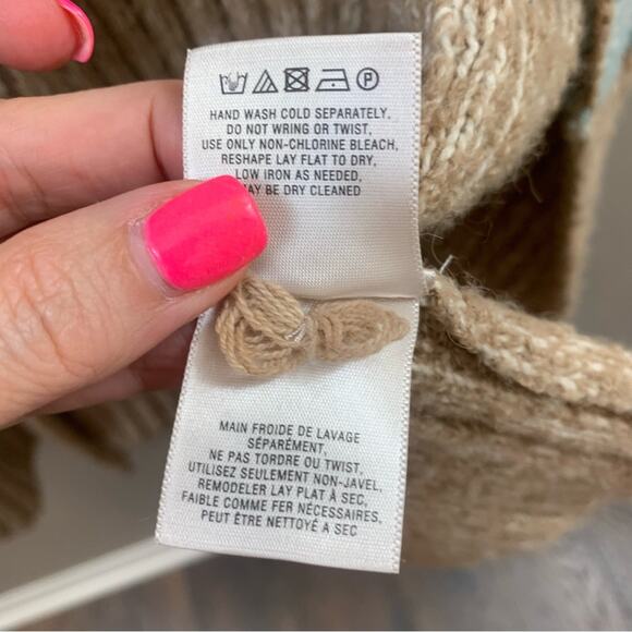 Anthropologie Sleeping On Snow Qullins Jacquard Sweater Duster Sleeveless Tan - Picture 12 of 14